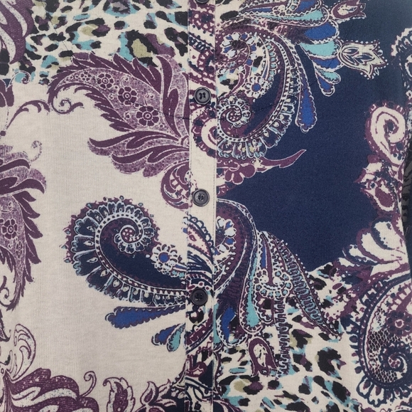 Chicos Womens Paisley Button-Back Tunic Size Large 2 Pockets High-Low Hem. - Picture 10 of 12